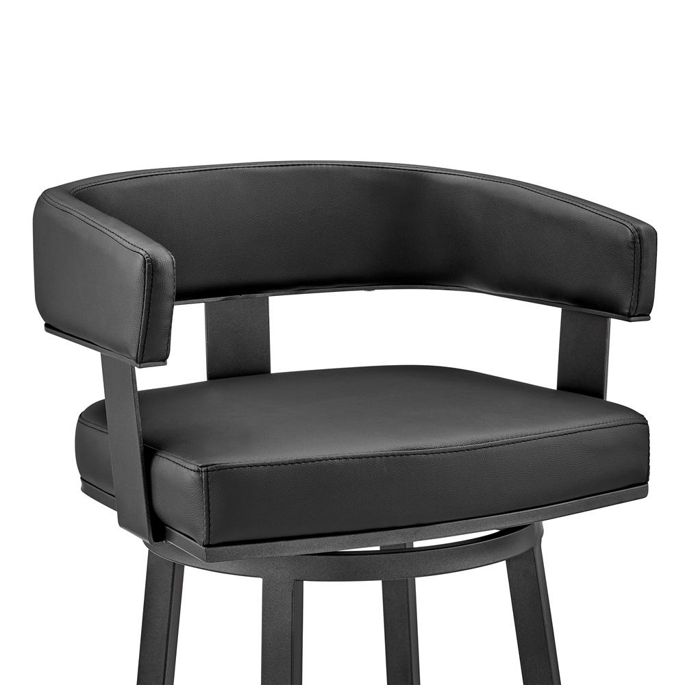 Armen Living - Lorin 26in Counter Height Swivel Bar Stool in Black Finish and Black Faux Leather - LCLRBABLBL26 veiw 6