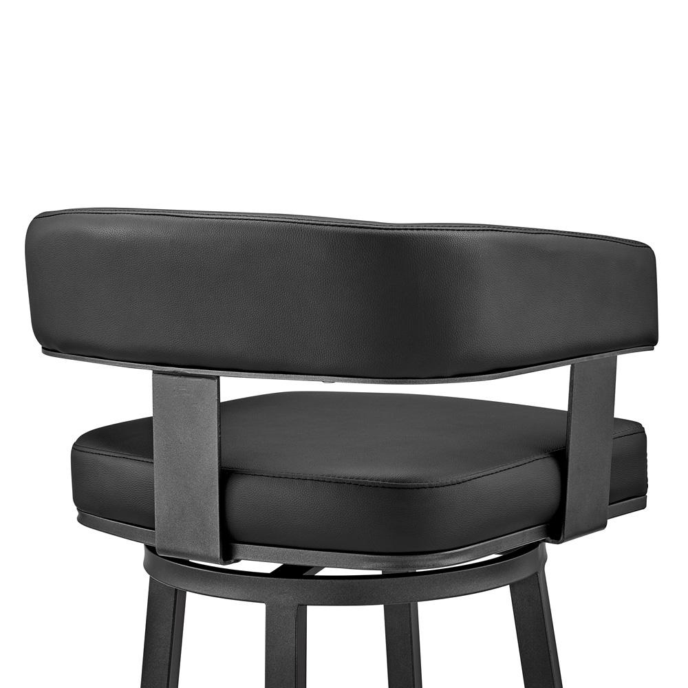 Armen Living - Lorin 26in Counter Height Swivel Bar Stool in Black Finish and Black Faux Leather - LCLRBABLBL26 veiw 7