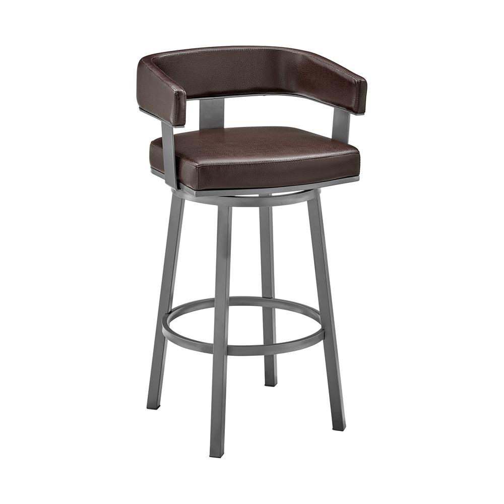 Armen Living - Lorin 26in Counter Height Swivel Bar Stool in Java Brown Finish and Chocolate Faux Leather - LCLRBAJVCHO26 veiw 1