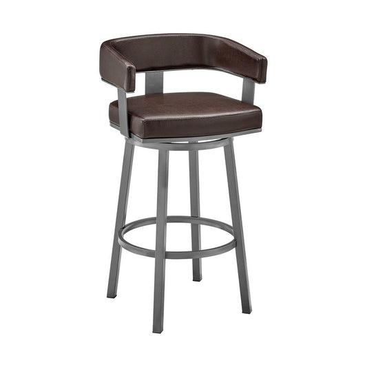 Armen Living - Lorin 26in Counter Height Swivel Bar Stool in Java Brown Finish and Chocolate Faux Leather - LCLRBAJVCHO26 veiw 1