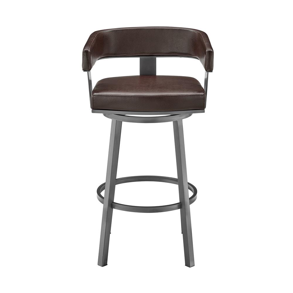 Armen Living - Lorin 26in Counter Height Swivel Bar Stool in Java Brown Finish and Chocolate Faux Leather - LCLRBAJVCHO26 veiw 2