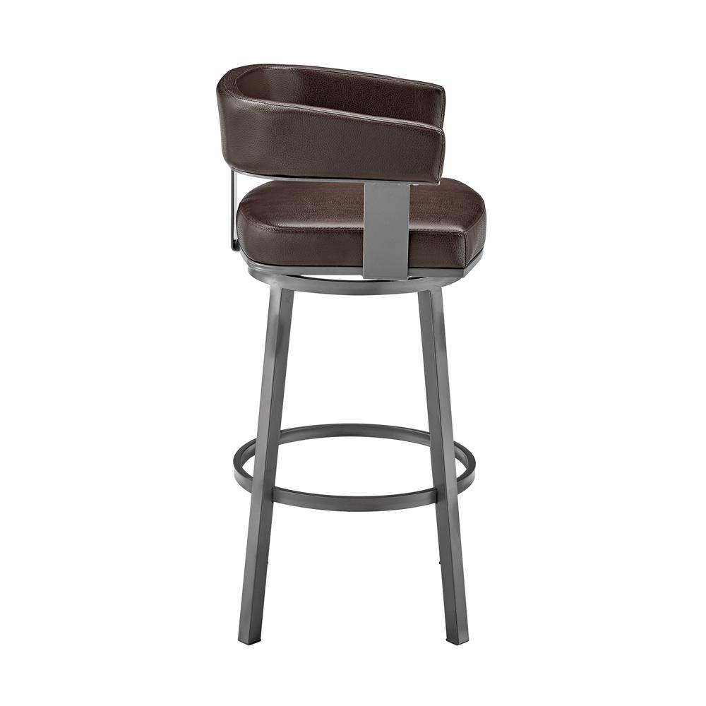 Armen Living - Lorin 26in Counter Height Swivel Bar Stool in Java Brown Finish and Chocolate Faux Leather - LCLRBAJVCHO26 veiw 3