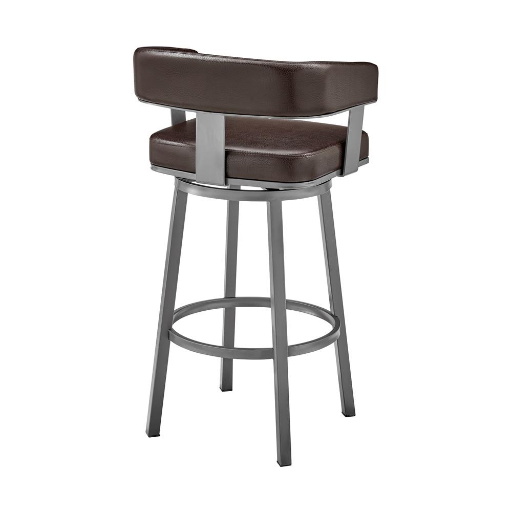 Armen Living - Lorin 26in Counter Height Swivel Bar Stool in Java Brown Finish and Chocolate Faux Leather - LCLRBAJVCHO26 veiw 4