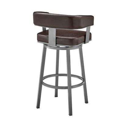 Armen Living - Lorin 26in Counter Height Swivel Bar Stool in Java Brown Finish and Chocolate Faux Leather - LCLRBAJVCHO26 veiw 4