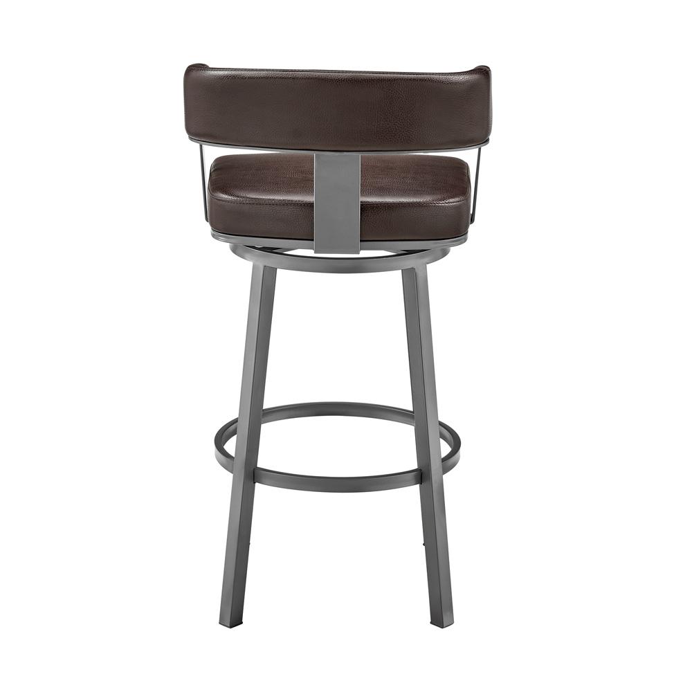 Armen Living - Lorin 26in Counter Height Swivel Bar Stool in Java Brown Finish and Chocolate Faux Leather - LCLRBAJVCHO26 veiw 5