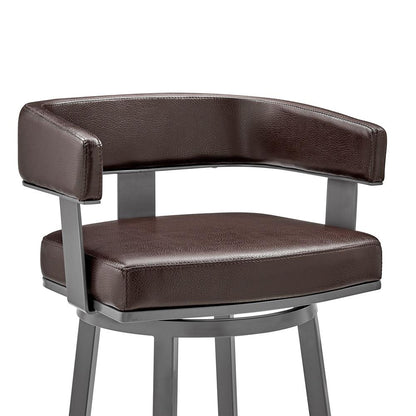 Armen Living - Lorin 26in Counter Height Swivel Bar Stool in Java Brown Finish and Chocolate Faux Leather - LCLRBAJVCHO26 veiw 6