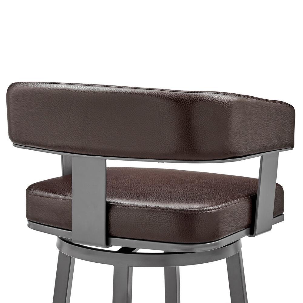 Armen Living - Lorin 26in Counter Height Swivel Bar Stool in Java Brown Finish and Chocolate Faux Leather - LCLRBAJVCHO26 veiw 7