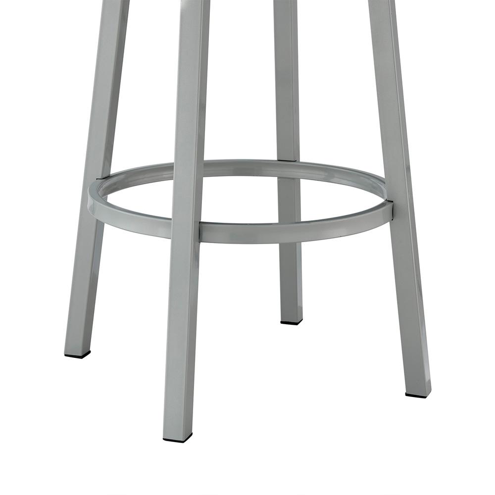 Armen Living - Lorin 30in Bar Height Swivel Bar Stool in Silver Finish with White Faux Leather - LCLRBASLWH30 veiw 8