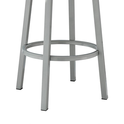 Armen Living - Lorin 30in Bar Height Swivel Bar Stool in Silver Finish with White Faux Leather - LCLRBASLWH30 veiw 8