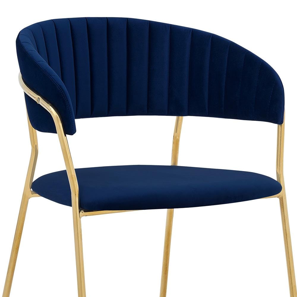 Armen Living - Messina and Nara Blue Velvet 5 Piece Rectangular Dining Set - SETMSDIBLU5F veiw 6