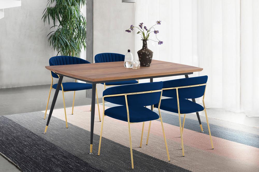 Armen Living - Messina and Nara Blue Velvet 5 Piece Rectangular Dining Set - SETMSDIBLU5F veiw 8
