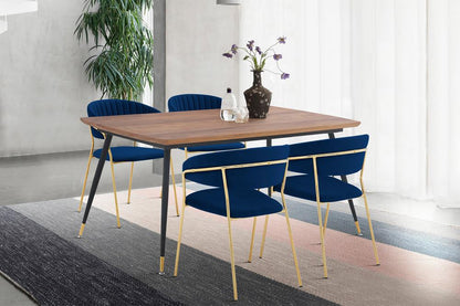 Armen Living - Messina and Nara Blue Velvet 5 Piece Rectangular Dining Set - SETMSDIBLU5F veiw 8
