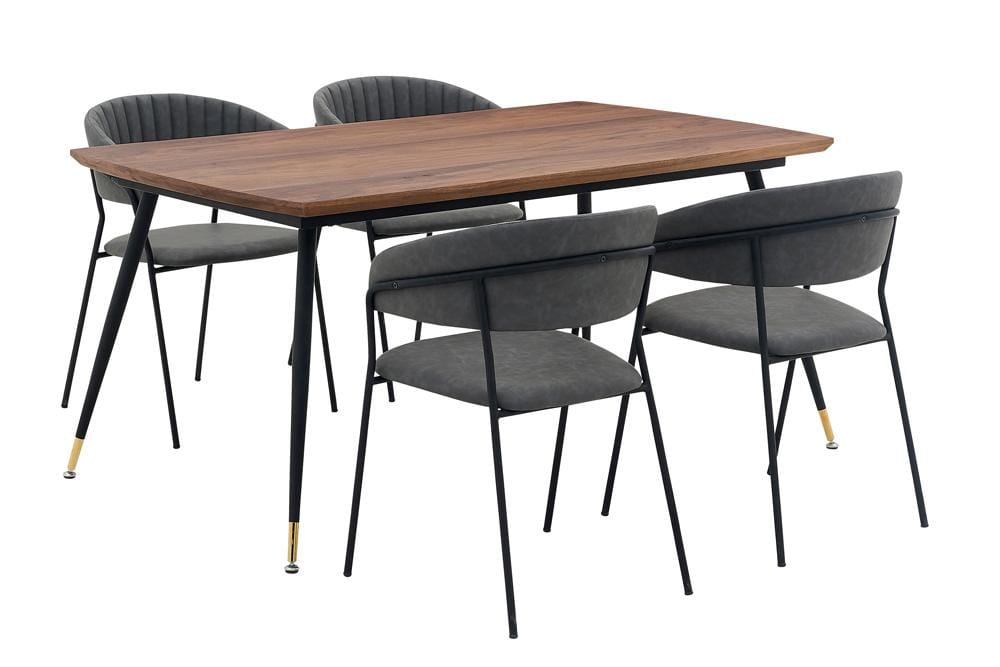 Armen Living - Messina and Nara Gray Faux Leather 5 Piece Rectangular Dining Set - SETMSDIGR5G veiw 1