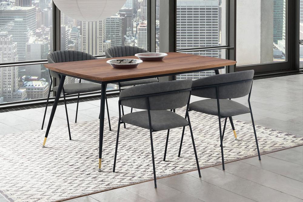 Armen Living - Messina and Nara Gray Faux Leather 5 Piece Rectangular Dining Set - SETMSDIGR5G veiw 8