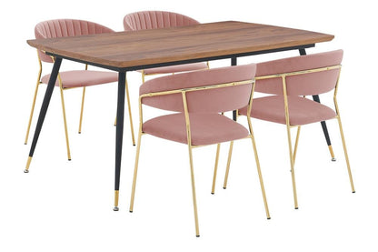 Armen Living - Messina and Nara Pink Velvet 5 Piece Rectangular Dining Set - SETMSDIPNK5F veiw 1