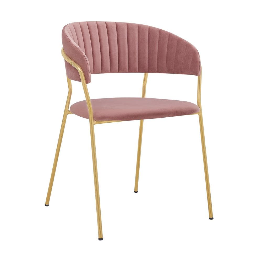 Armen Living - Messina and Nara Pink Velvet 5 Piece Rectangular Dining Set - SETMSDIPNK5F veiw 2