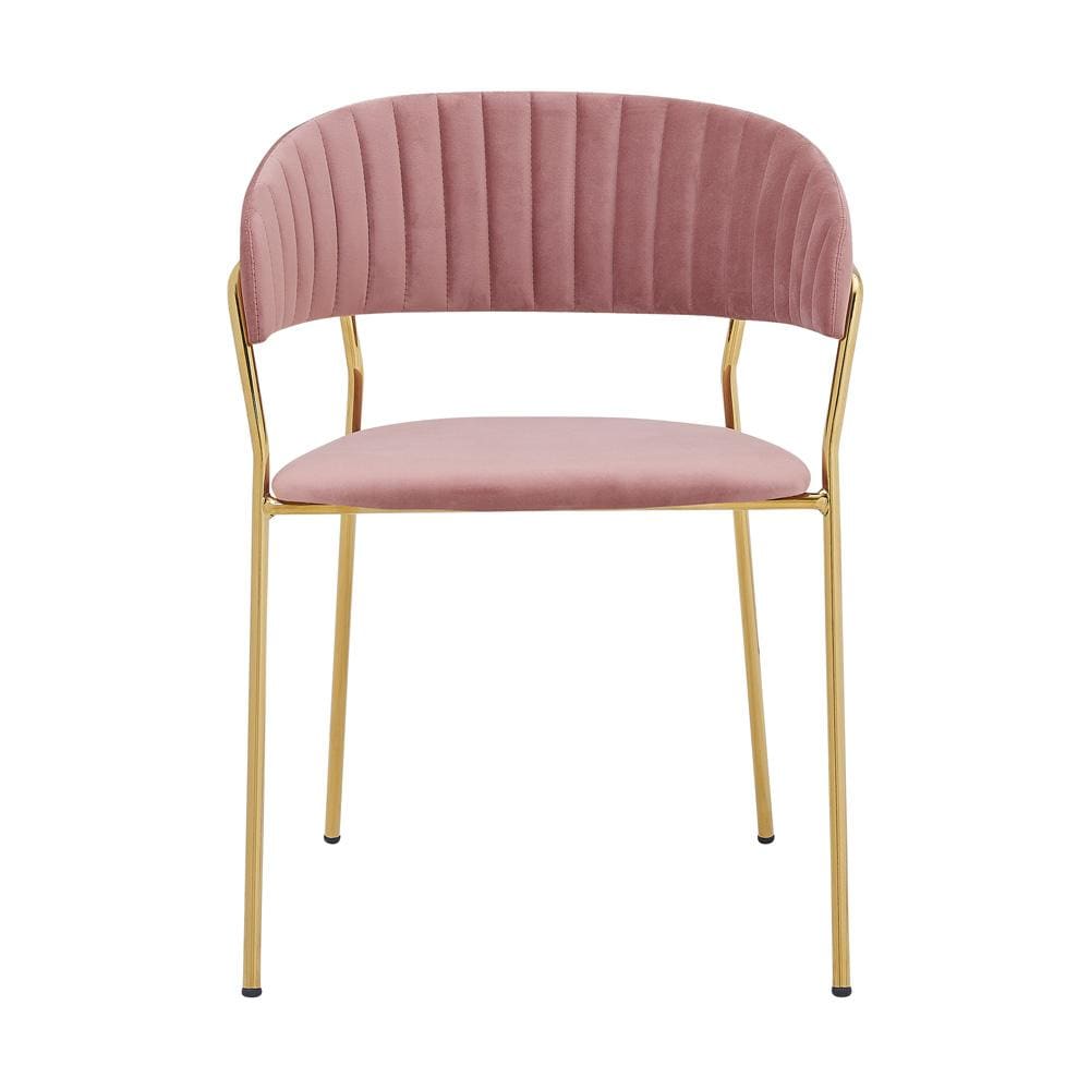 Armen Living - Messina and Nara Pink Velvet 5 Piece Rectangular Dining Set - SETMSDIPNK5F veiw 3