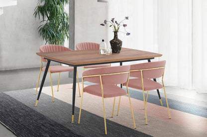 Armen Living - Messina and Nara Pink Velvet 5 Piece Rectangular Dining Set - SETMSDIPNK5F veiw 8