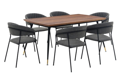 Armen Living - Messina and Nara Gray Faux Leather 7 Piece Rectangular Dining Set - SETMSDIGR7G veiw 1