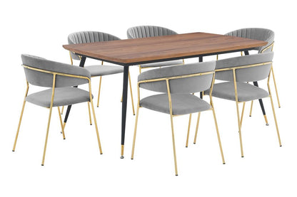 Armen Living - Messina and Nara Gray Velvet 7 Piece Rectangular Dining Set - SETMSDIGRY7F veiw 1