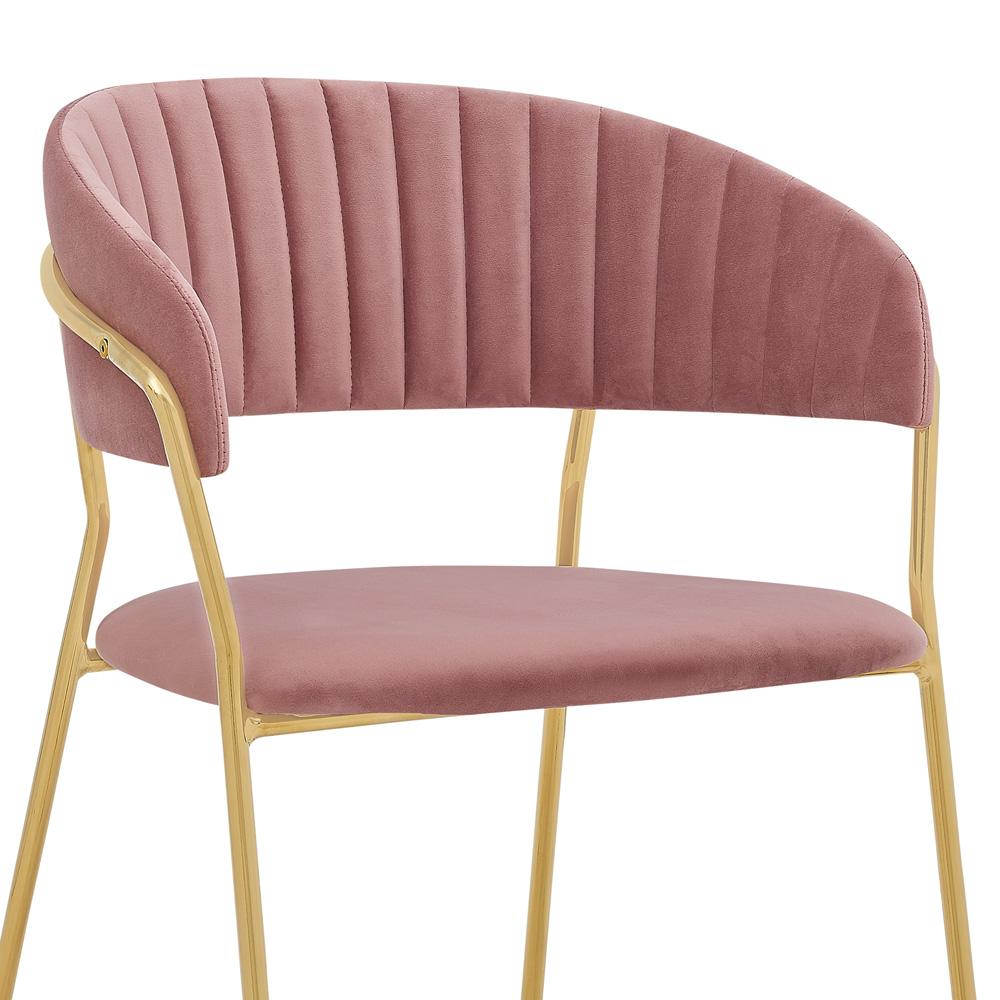 Armen Living - Messina and Nara Pink Velvet 7 Piece Rectangular Dining Set - SETMSDIPNK7F veiw 6
