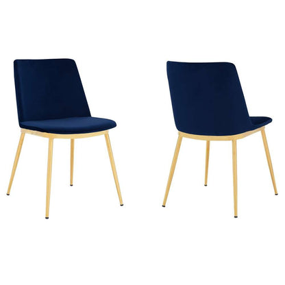 Armen Living - Messina Modern Blue Velvet and Gold Metal Leg Dining Room Chairs (Set of 2) - LCMSSIGLBLU veiw 1