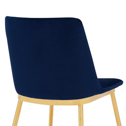 Armen Living - Messina Modern Blue Velvet and Gold Metal Leg Dining Room Chairs (Set of 2) - LCMSSIGLBLU veiw 5
