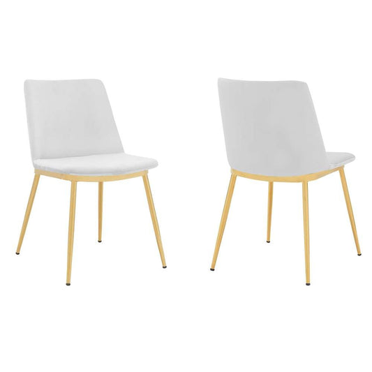 Armen Living - Messina Modern White Velvet and Gold Metal Leg Dining Room Chairs (Set of 2) - LCMSSIGLWHT veiw 1