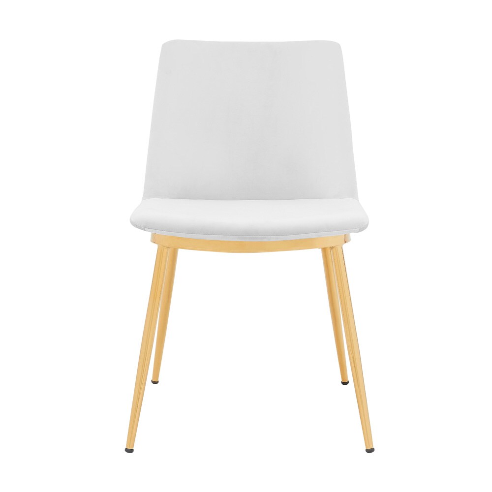 Armen Living - Messina Modern White Velvet and Gold Metal Leg Dining Room Chairs (Set of 2) - LCMSSIGLWHT veiw 2