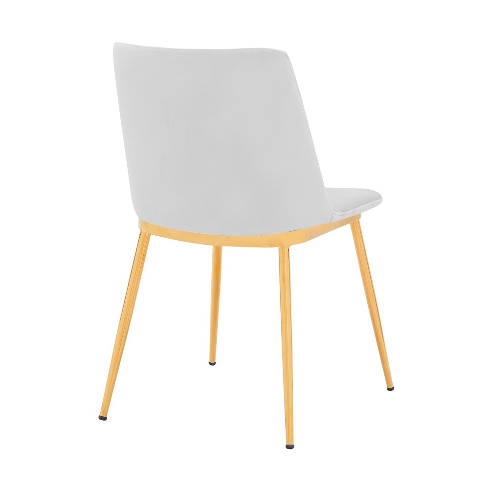 Armen Living - Messina Modern White Velvet and Gold Metal Leg Dining Room Chairs (Set of 2) - LCMSSIGLWHT veiw 3