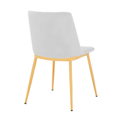 Armen Living - Messina Modern White Velvet and Gold Metal Leg Dining Room Chairs (Set of 2) - LCMSSIGLWHT veiw 3
