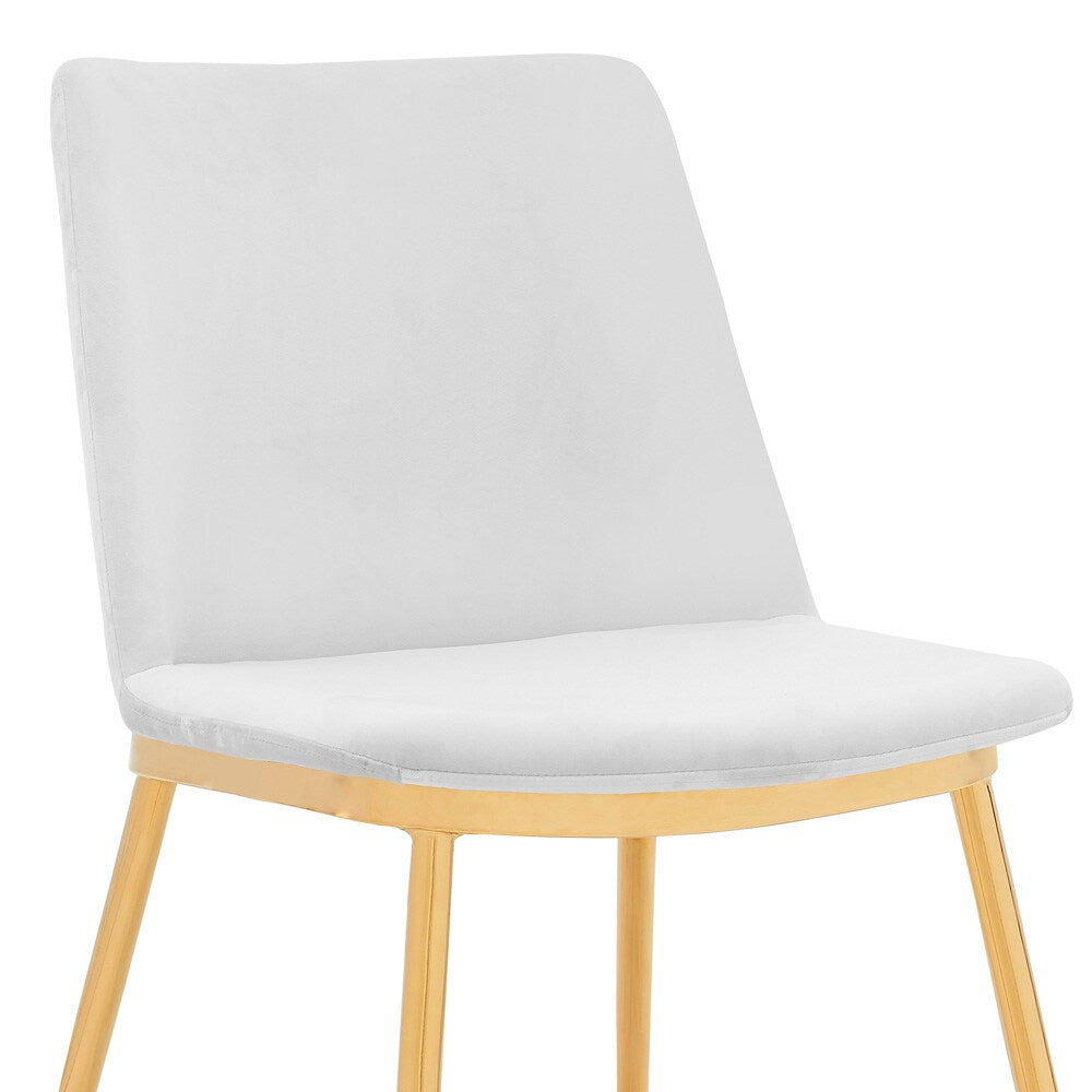 Armen Living - Messina Modern White Velvet and Gold Metal Leg Dining Room Chairs (Set of 2) - LCMSSIGLWHT veiw 4