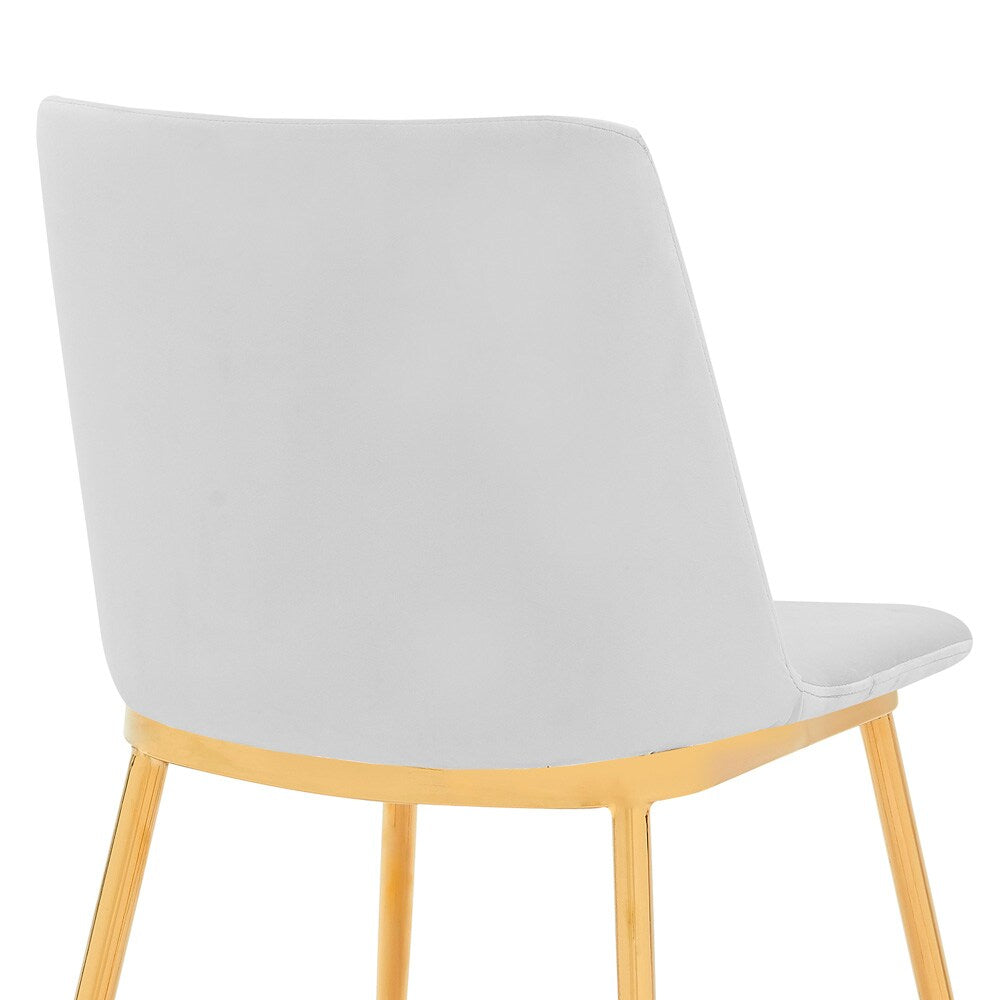 Armen Living - Messina Modern White Velvet and Gold Metal Leg Dining Room Chairs (Set of 2) - LCMSSIGLWHT veiw 5