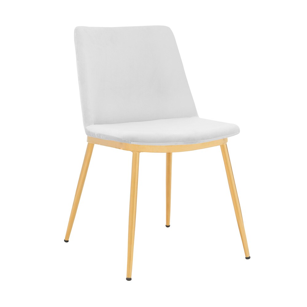 Armen Living - Messina Modern White Velvet and Gold Metal Leg Dining Room Chairs (Set of 2) - LCMSSIGLWHT veiw 7