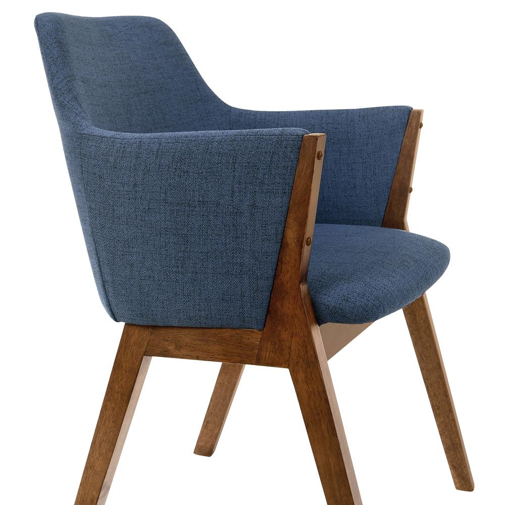 Armen Living - Renzo Blue Fabric and Walnut Wood Dining Side Chairs (Set of 2) - LCRESIWABLU veiw 5