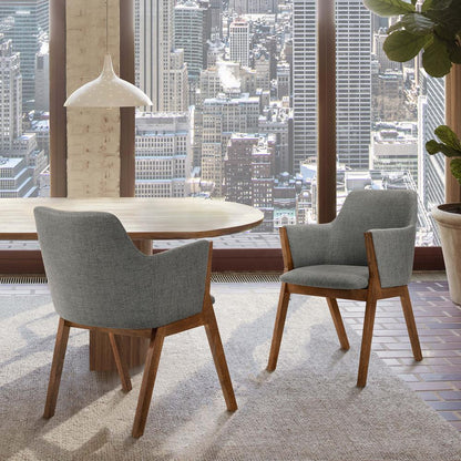 Armen Living - Renzo Charcoal Fabric and Walnut Wood Dining Side Chairs (Set of 2) - LCRESIWACH veiw 8