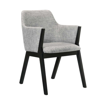 Armen Living - Renzo Light Gray Fabric and Black Wood Dining Side Chairs (Set of 2) - LCRESIBLGR veiw 2