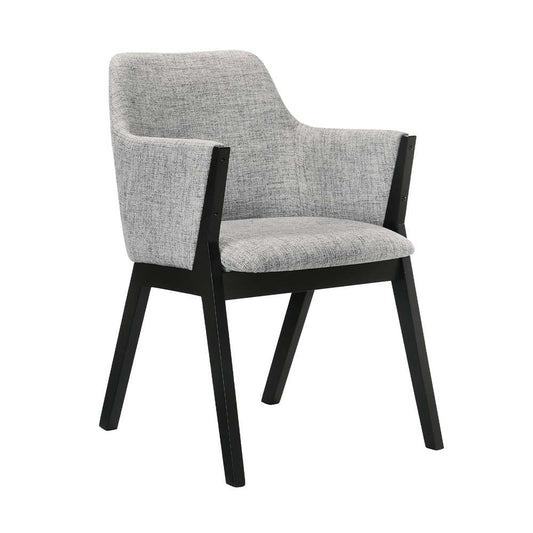 Armen Living - Renzo Light Gray Fabric and Black Wood Dining Side Chairs (Set of 2) - LCRESIBLGR veiw 2