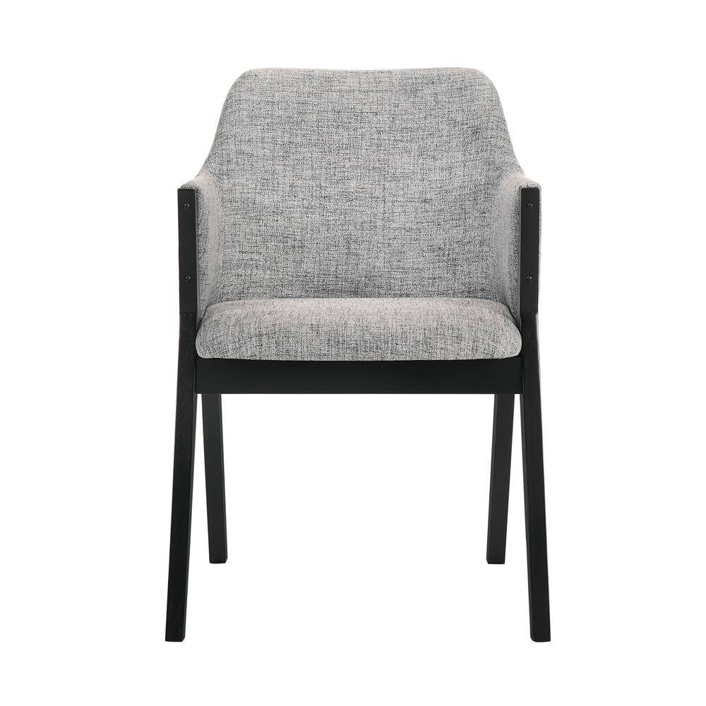 Armen Living - Renzo Light Gray Fabric and Black Wood Dining Side Chairs (Set of 2) - LCRESIBLGR veiw 3