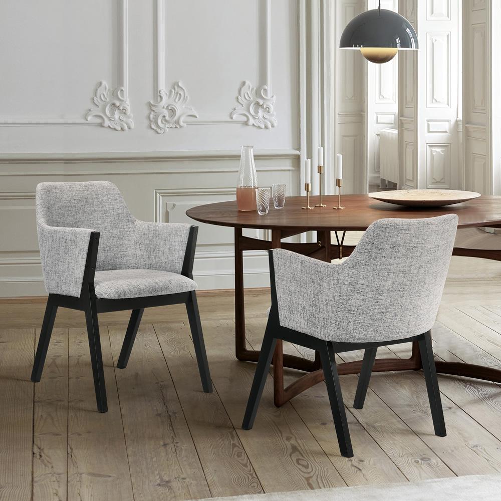 Armen Living - Renzo Light Gray Fabric and Black Wood Dining Side Chairs (Set of 2) - LCRESIBLGR veiw 8