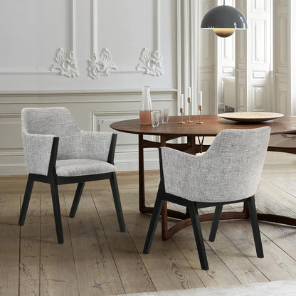 Armen Living - Renzo Light Gray Fabric and Black Wood Dining Side Chairs (Set of 2) - LCRESIBLGR veiw 8