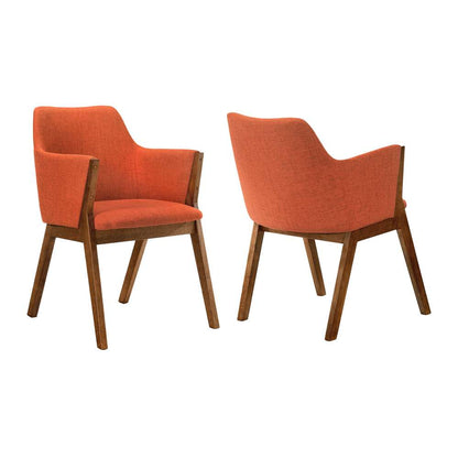 Armen Living - Renzo Orange Fabric and Walnut Wood Dining Side Chairs (Set of 2) - LCRESIWAOR veiw 1