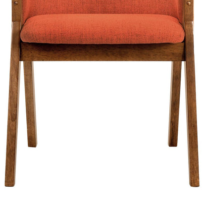 Armen Living - Renzo Orange Fabric and Walnut Wood Dining Side Chairs (Set of 2) - LCRESIWAOR veiw 7