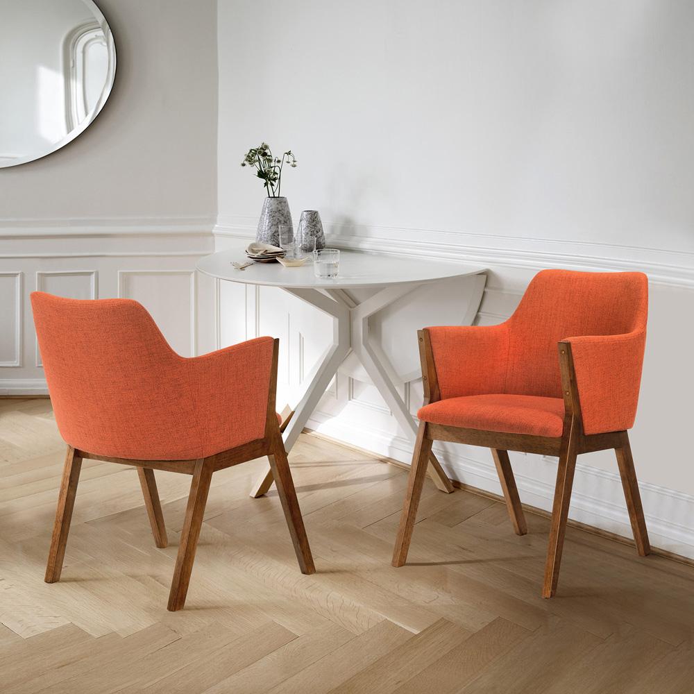 Armen Living - Renzo Orange Fabric and Walnut Wood Dining Side Chairs (Set of 2) - LCRESIWAOR veiw 8