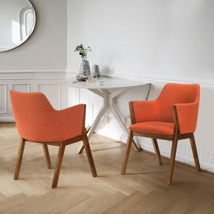 Armen Living - Renzo Orange Fabric and Walnut Wood Dining Side Chairs (Set of 2) - LCRESIWAOR veiw 8