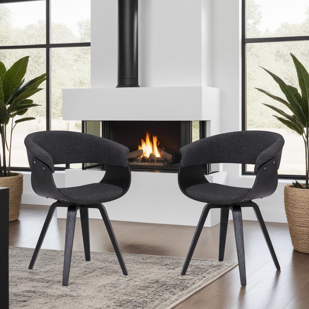 Armen Living - Summer Contemporary Dining Chair in Black Brush Wood Finish and Charcoal Fabric - LCSUCHBLCH veiw 6