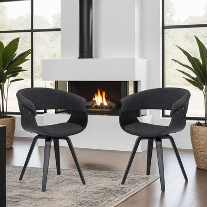 Armen Living - Summer Contemporary Dining Chair in Black Brush Wood Finish and Charcoal Fabric - LCSUCHBLCH veiw 6