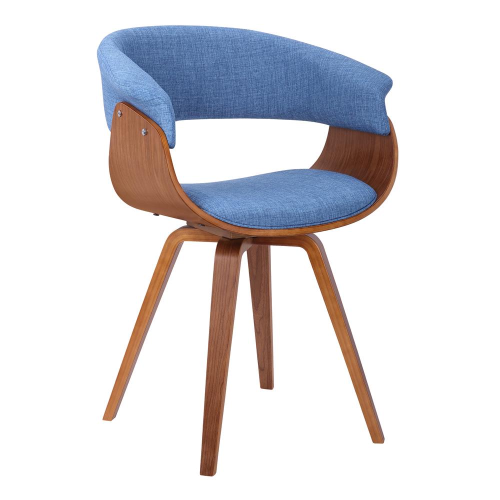 Armen Living - Summer Mid-Century Chair in Blue Fabric with Walnut Wood Finish - LCSUCHBLUE veiw 1