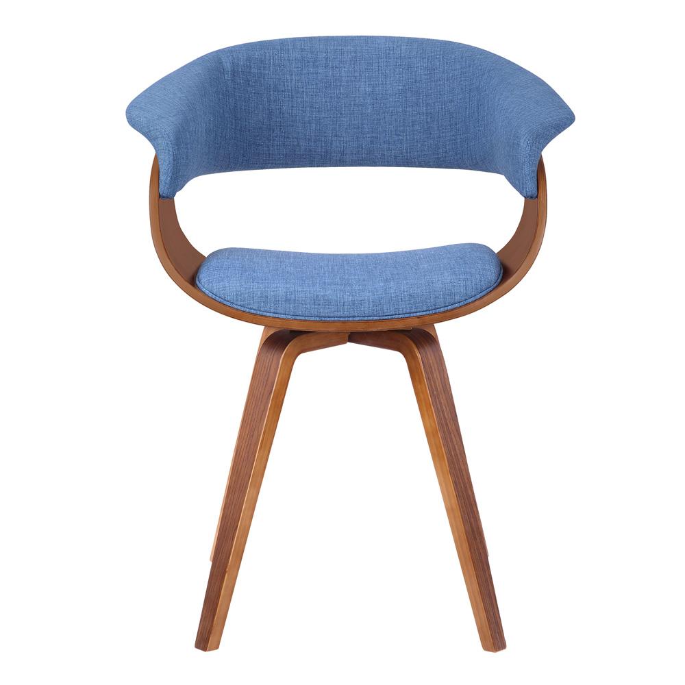 Armen Living - Summer Mid-Century Chair in Blue Fabric with Walnut Wood Finish - LCSUCHBLUE veiw 2