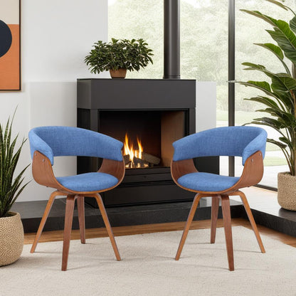 Armen Living - Summer Mid-Century Chair in Blue Fabric with Walnut Wood Finish - LCSUCHBLUE veiw 7